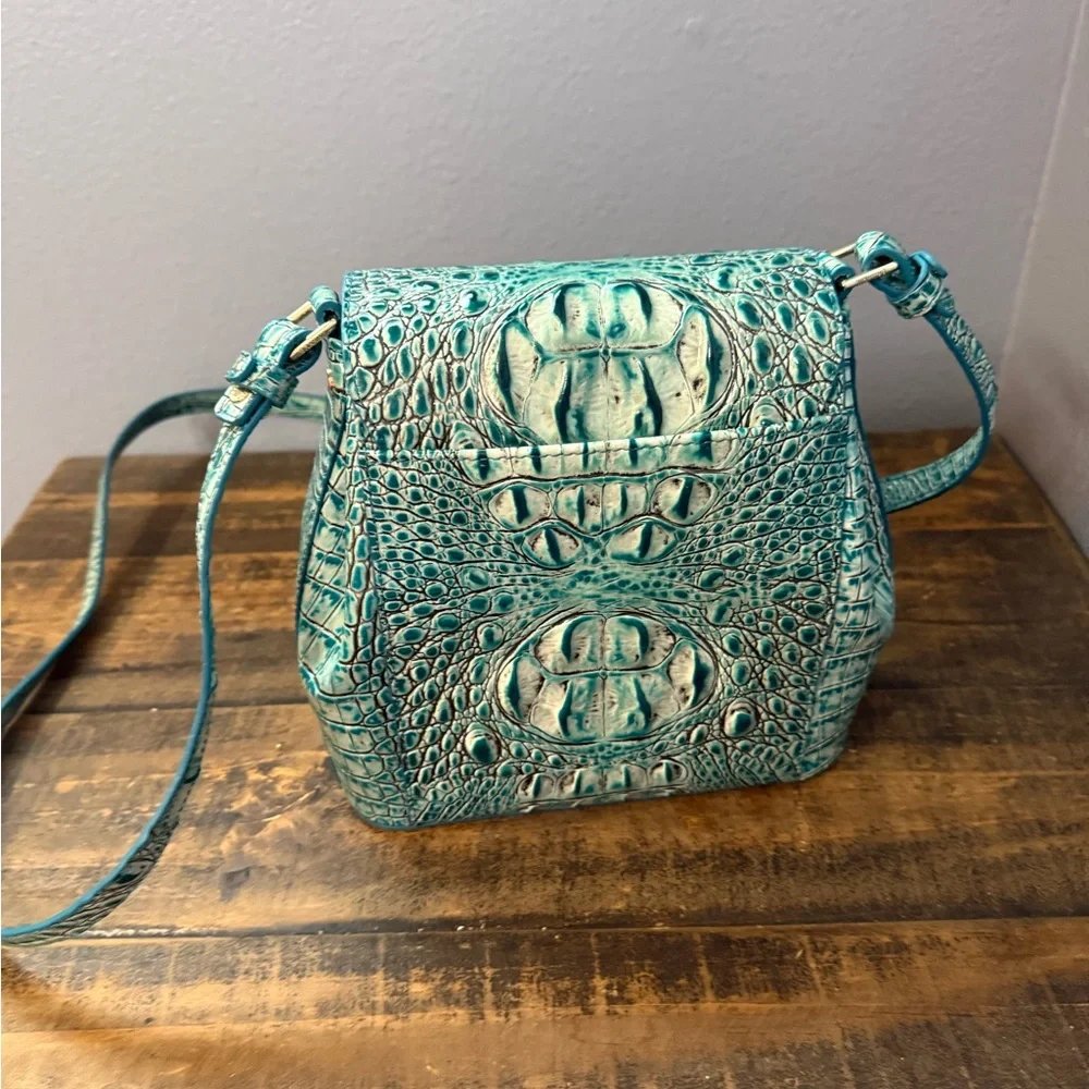 Brahmin Teal Croc-Embossed Crossbody Bag - Picture 2 of 6
